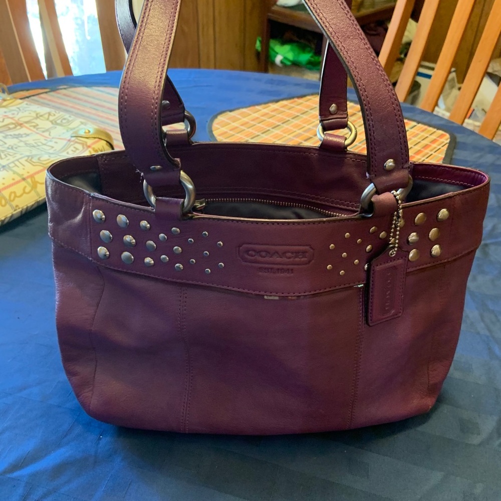 Coach F15235 Purple Studded Leather Purse